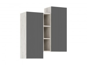 Оскар Шкаф подвесной комбинированный (Миф) Графит/Дуб Крафт Белый